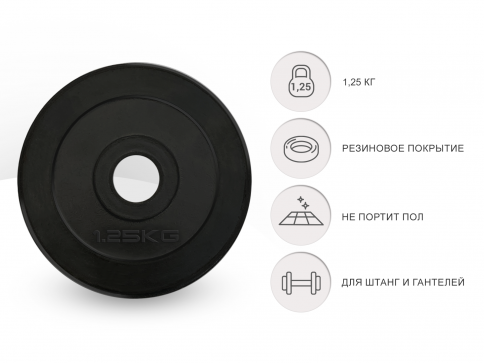 Диск обрезиненный  UNIX Fit  1.25 кг, 25 мм - 2