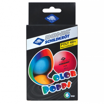 Мячики для н/тенниса DONIC COLOR POPPS 40+, 6 шт, (разноцветные) - 1